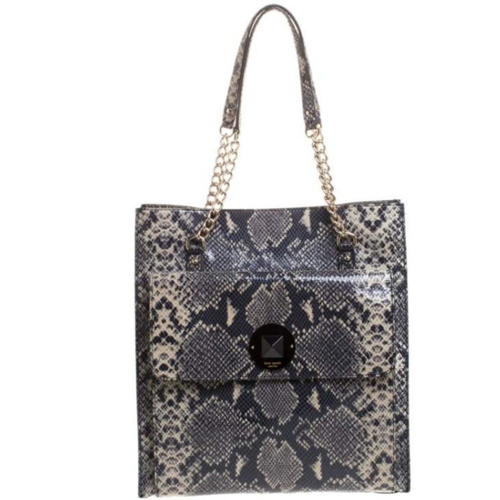 Kate Spade Grey/Beige Snake Effect Leather South Kensington Denee Tote